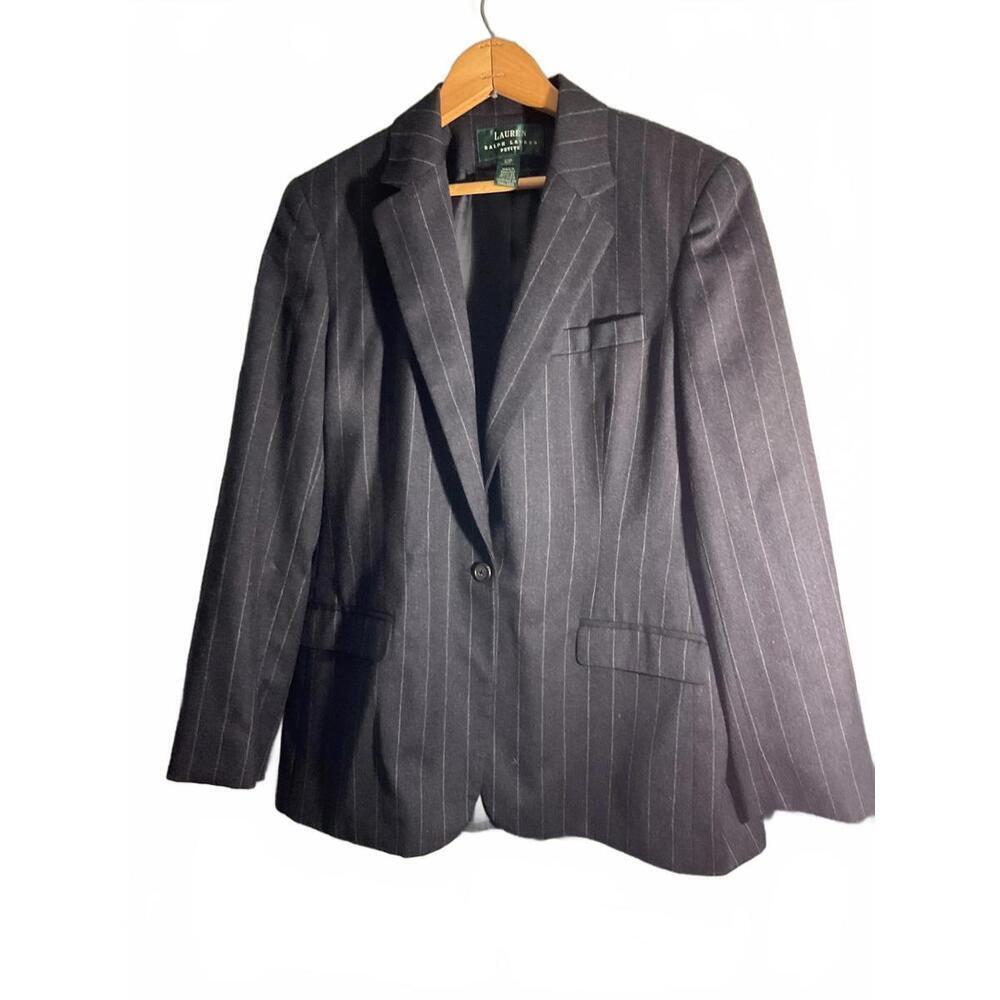 Lauren Ralph Lauren Petite Wool Pinstripe Blazer Jacket 12P